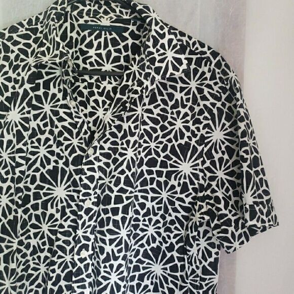 Perry Ellis Abstract Button-Front Shirt Short Sleeve Men's Size XL - Picture 5 of 10